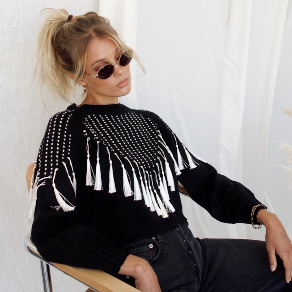 Fringe crop sweater
